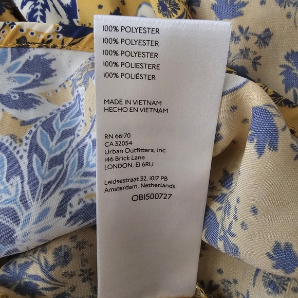 Free People Soli Mini In Golden Hour Floral Deep V-Neck Long Sleeve Dress Size L - Picture 9 of 9